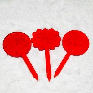 Set of 3 Red Glitter Plant Markers Hand Crafted Resin Gift Set Cake Toppers
